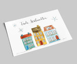 Postkarte zu Weihnachten_Drei Häuser_Annelis Art_01