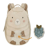 Little Who Kinderrucksack Alpaka Lille in Frontansicht mit Trauben-Patch