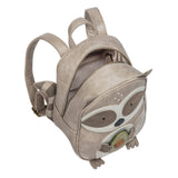 Kinderrucksack Großer Waschbär Waldemar aus veganem Leder von Little Who_Ansicht von oben in geöffneten Kinderrucksack