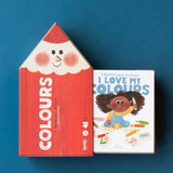 Londji Puzzle My Colours – rote Verpackung und Innenkarton mit Illustration
