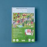 Rückseite Verpackung von Londji Puzzle und Deektivspiel "The mysterious case of the birthday cake"