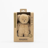 Moonie Sensorik-Teddybär im Farbton Organic Cappuccino in Verpackung