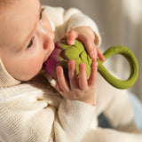 Baby beißt in Oli & Carol Artischocken Beißring und Rassel