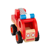 Feuerwehrfahrzeug aus FSC®-zertifiziertem Holz von small foot in Schrägansicht von vorne