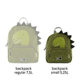Kleiner Rucksack Mr. Dino von Trixie im Größenvergleich