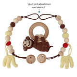 Gehäkelte Kinderwagen-Kette Affe Charlie 4in1 von SindiBaba_Greifring