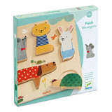 Verpackung von Holz Setzpuzzle "Woodypets" mit 5 süßen Haustieren von Djeco