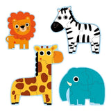 Vier Tiere von Djeco Puzzle "Im Dschungel"