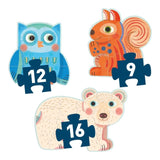 3 Silhouetten-Puzzle "Im Wald" von Djeco mit 9, 12 und 16 Teilen