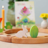 Grimm's Festtagsring mit Steckfiguren Osterset mit Hase und Osterei in Batik grün