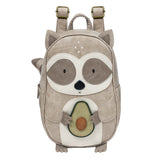Kinderrucksack Großer Waschbär Waldemar mit Avocado-Patch