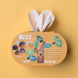 Rückseite der Verpackung des Londji Puzzle BZZZ mit Abbildung des Insektenpuzzles