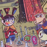 Detail des Londji Puzzle Magic World mit Zaubertränken und Fantasiefiguren