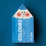 Londji Puzzle My Colours – blaue stiftförmige Verpackung des Wendepuzzles