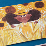 Londji Puzzle My Colours – Detail des gelben Wendepuzzles mit Sonnenblumen-Motiv