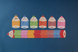 Londji Puzzle My Colours – sechs Farbstifte und ein langer mehrfarbiger Stift aus kombinierten Puzzleteilen