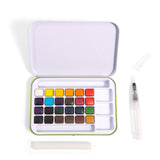 Geöffneter Aquarellmalkasten von Moulin Roty mit 24 Aquarellfarben