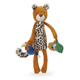 Aktivitätenspielzeug Leopard Taigo von Moulin Roty mit ausgestreckten Beinen
