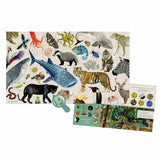 Moulin Roty Puzzle Tiere der Welt mit 200 Teilen und Lupe