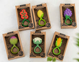 Oli & Carol Beißringe und Rasseln in Früchte- und Gemüseform in Verpackung