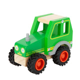 Traktor von small foot aus FSC-zertifiziertem Holz in Schrägansicht