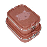 Große und kleine Mrs. Cat Lunchboxen aufeinander gestapelt