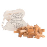 100 Bauklötze aus Naturholz in Naturfarben in Baumwollsack von Wooden Story